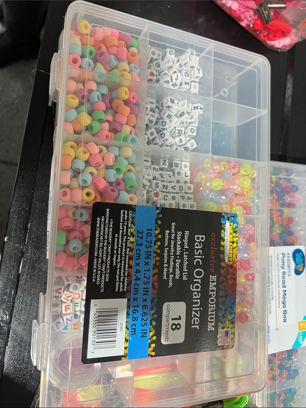 Pony Bead Mega Box + Assorted Embroidery Floss - Bright Multicolor Craft Set - Picture 4 of 5